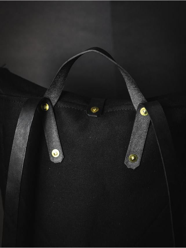 All Black Packpack - Fieldwork Co Waxed Canvas and Leather Hand Made Goods